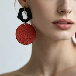 Assorted Leopard Print & Textured Polymer Clay Earrings Geometric Pentagon Circle Drop Lightweight Boho Statement Jewelry Gift