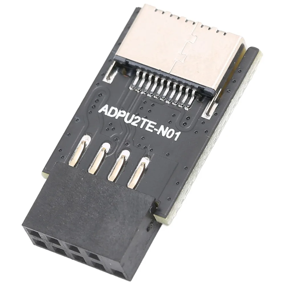 Fast Transfer USB2.0 to Type E Adapter Internal Header Black Front Type E Adapter 9PIN to Type C Converter Motherboard Expansion
