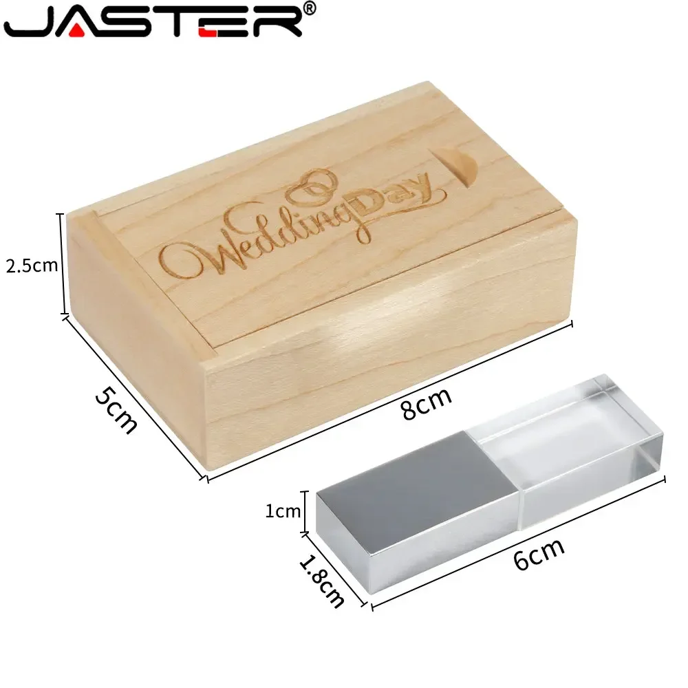 White LED USB Flash Drive 128GB Free 3D Laser Engraving Custom Logo Pen Drive 64GB Creative Gift Pendrive Wood Box Memory Stick