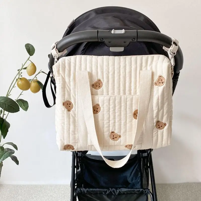 Diaper Tote bag Large Capacity Korea Style Baby Care Diaper Bag Cotton Fabric Zipper Diaper Handbag Cloth  Organizer For Newborn