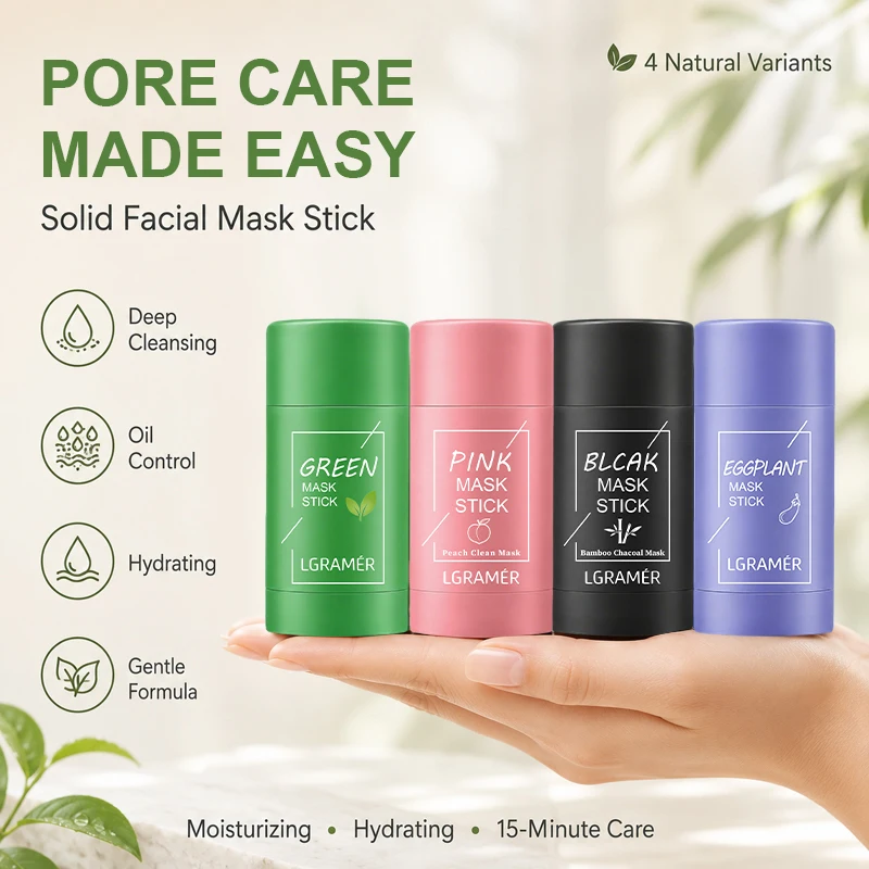 Green Tea Solid Facial Mask, Deep Cleaning Moisturizing Mask for Shrink Pores, Removing Blackheads and Acne Face Skin Care Masks