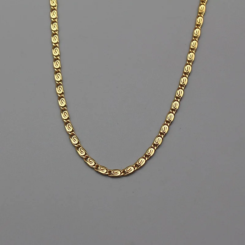 Brass Simply Wave Chian Choker Necklace OL Designer T Show Runway Party Boho Elegance Top Rare Japan Korean INS