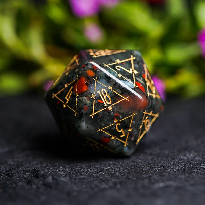 Natural Bloodstone COC DND Dice For Magic The Gathering Role-Playing Games,Cthulhu Dungeons And Dragons Baldur's Gate Game Dice