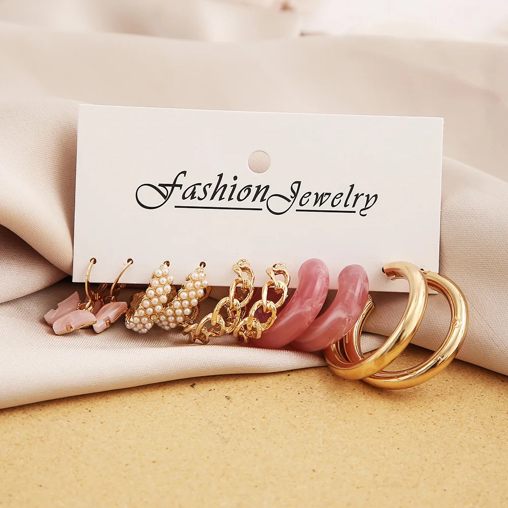 黒蝶イヤリングセット、レトロでファッショナブルな合金アクリルC型イヤリング、女性用パールイヤリング