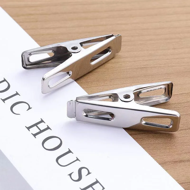 20pcs Stainless Steel Flat Mouth Clothespins, Binder Clips, Drying Hanger, Metal Clip Set, Metal Clothes Clips For Clothes Sock image 5