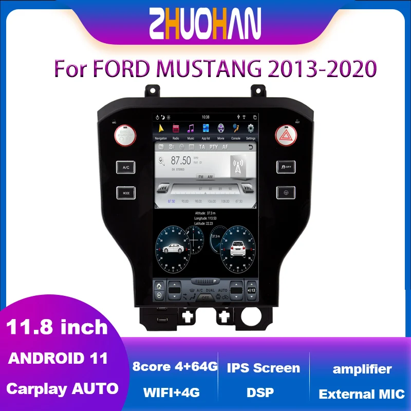 Android 11.8inch Ford Mustang 2015-2021 Tesla style Car Multimedia Radio Player GPS Navigation Auto Stereo Carplay Android Auto