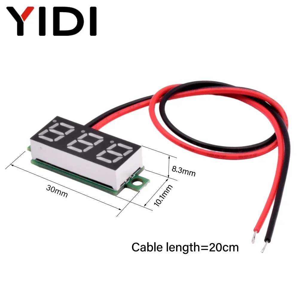 0.28インチLEDデジタルディスプレイ,電圧計,0-100v,2.5-30v,自動車,オートバイ,電圧計,赤,緑,青