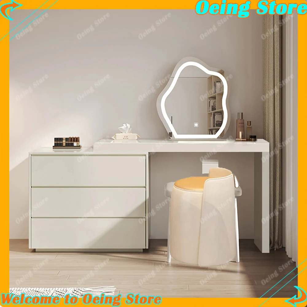 

White Chair Mirror Dressing Table Girls Storage Luxury Bedroom Dressing Table Beauty Led Light Schmink Tisch Home Accessories