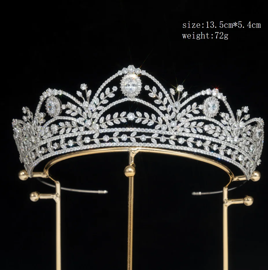 

Cubic Zirconia Princess Birthday Crown Flower Tiara Silver, Gold Hair Jewelry Luxury Wedding Bridal Headpiece GH0043