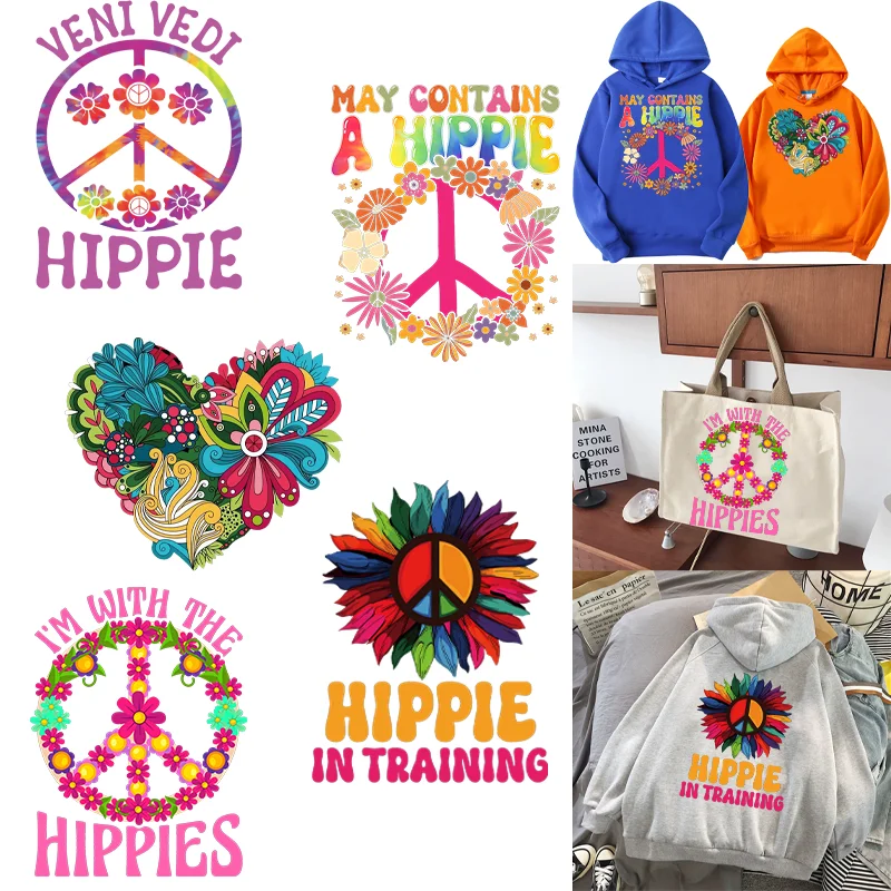 Hippie at heart in training;Ironing applications for clothing patches Print Sticker Suitable for hoodies,T-shirts,canvas bag,etc