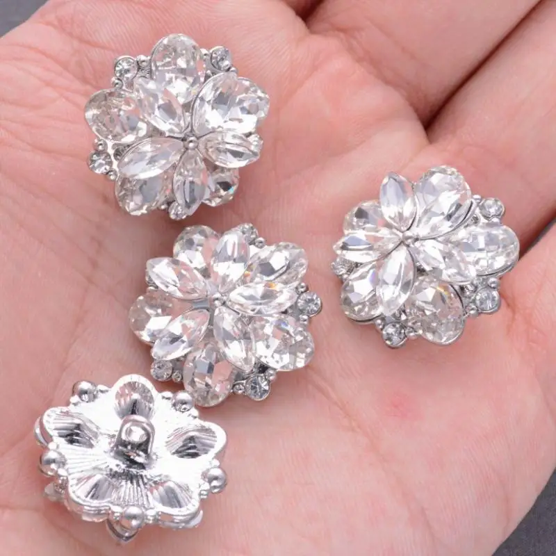 Crystal Decorative Buttons Metal Alloy Sew On DIY For Wool Coat Fur Coat Jacket Craft In Stock Dress Accessory