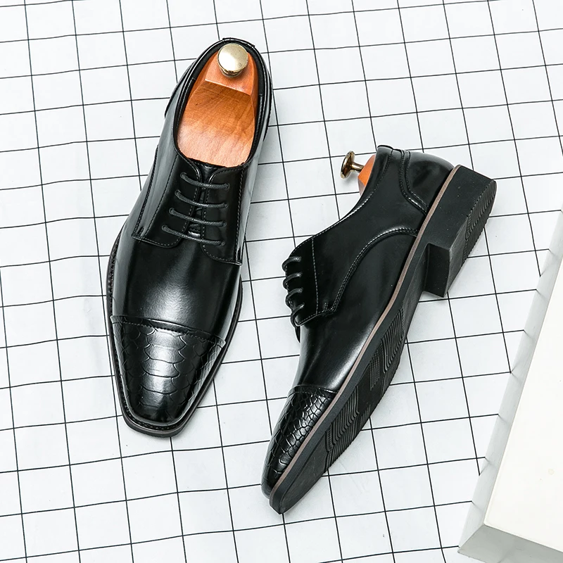 Gentleman's Luxury Italy Style Business Leather Shoes Grace Banquet Formal Oxfords Dinner Shoes Groom's Wedding Social Shoes