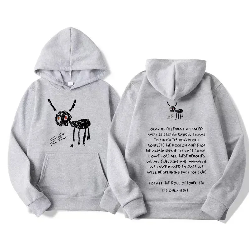 Rapper Drake for All The Dogs Letter Hoodie Men's Hip Hop Vintage Pullovers Sweatshirt Fashion Retro Oversized Hooded Streetwear