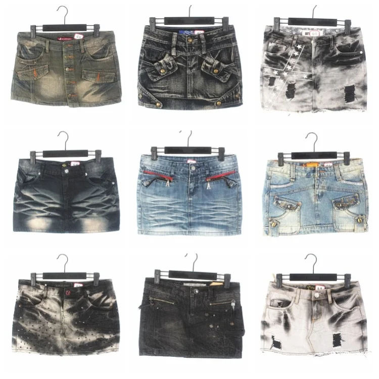 

Винтажная джинсовая юбка в стиле миллениум для девочек-подростков и студенток, универсальная, с дырками, летняя, с эффектом потертости
