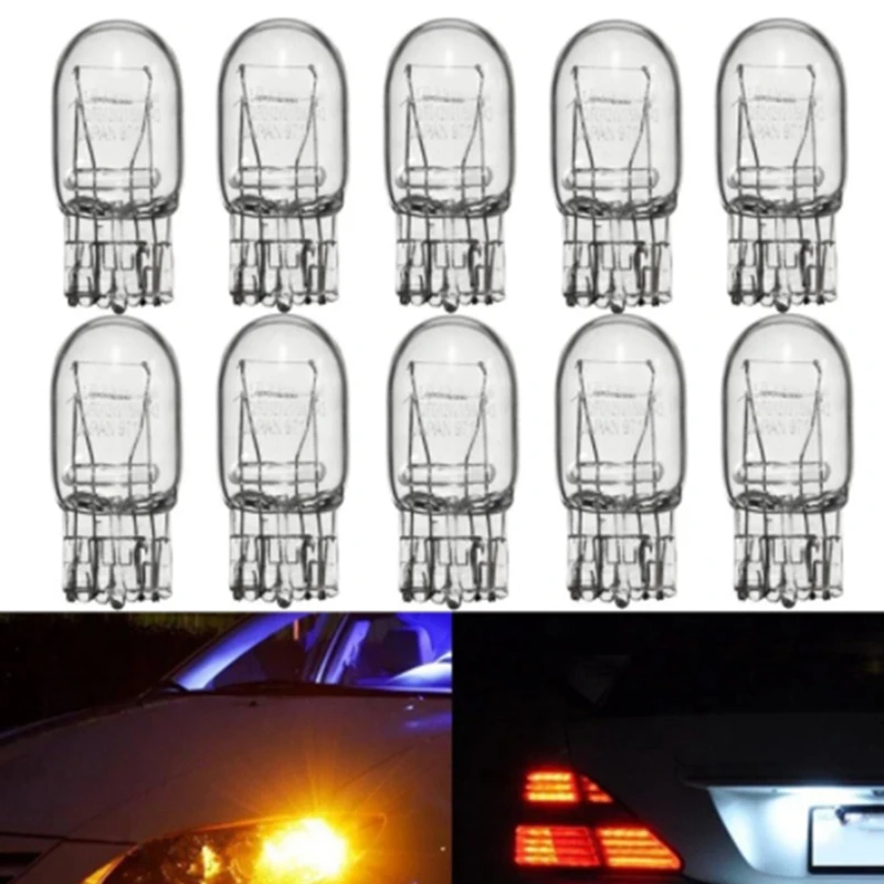 Bulbo miniatura básico para matrícula, marcador lateral, Dashboard Dome Light, Interior automotivo, 7443 T20, 10pcs