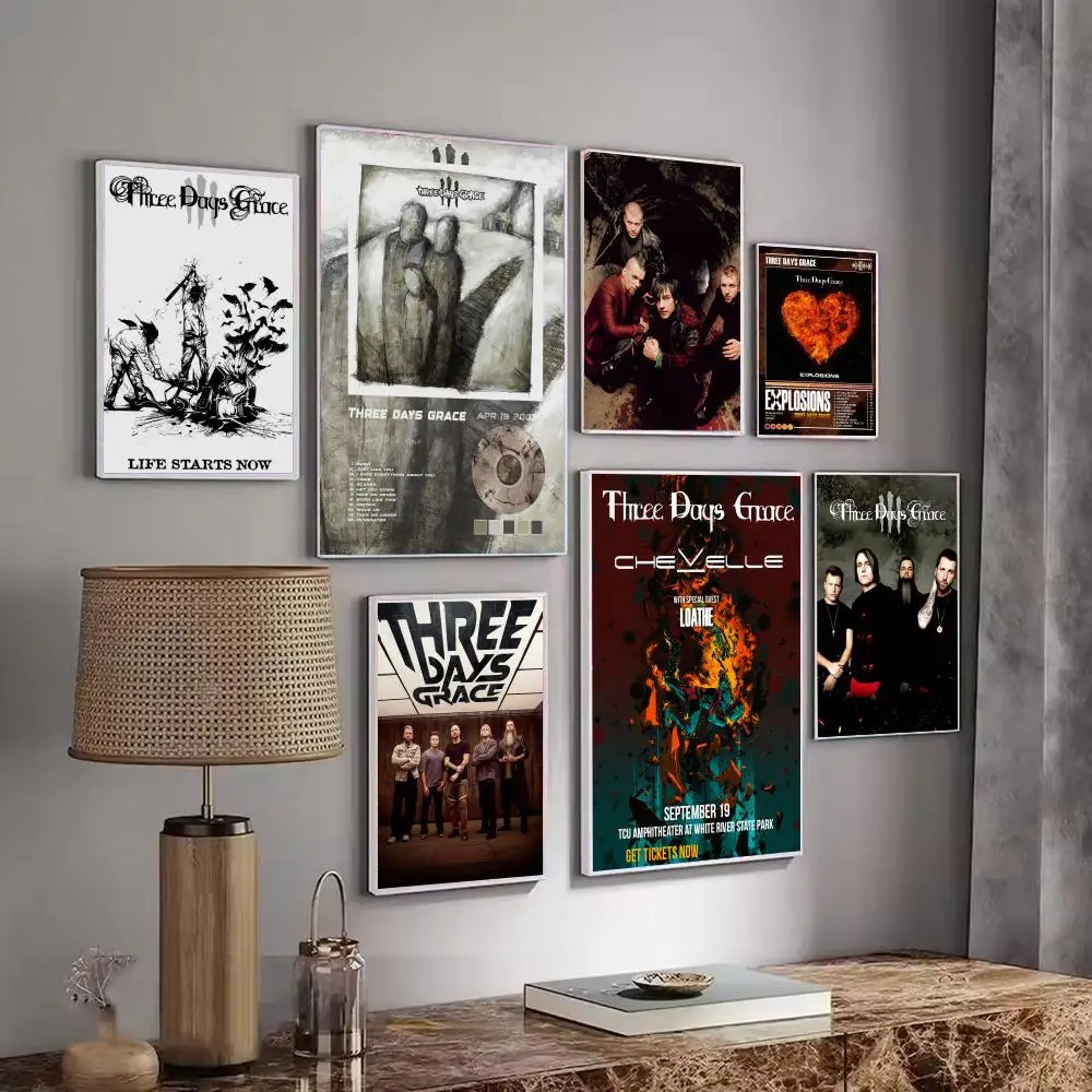 Rock Band Album T-Three Days Grace Poster Decorative Wall Art Stickers Mural Photo Print for Home Living Room Hallway Decor