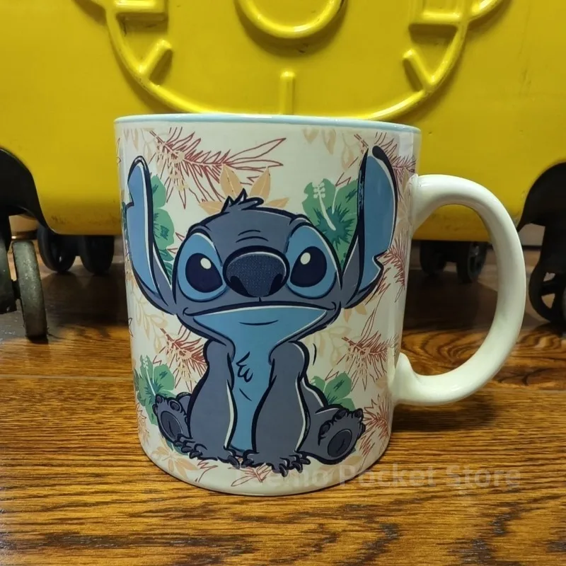 550ml Lilo and Stitch Kawaii Ceramic Mug Cartoon Anime Character Printing Accessories Breakfast Milk Cup Office Coffee Cup Gift