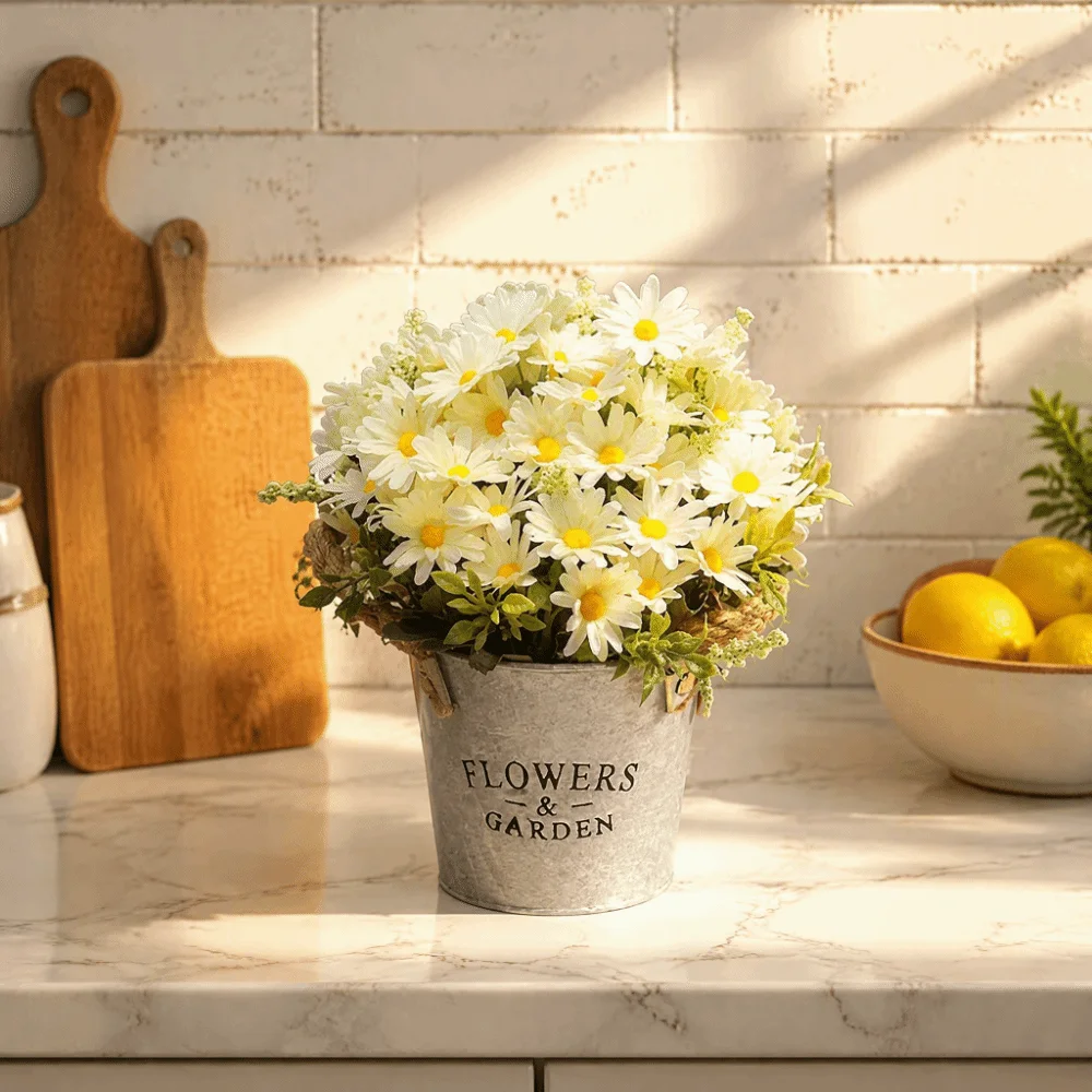 Home Decor Daisy - 8.27x4.33in Artificial Daisy Bonsai Potted Design
