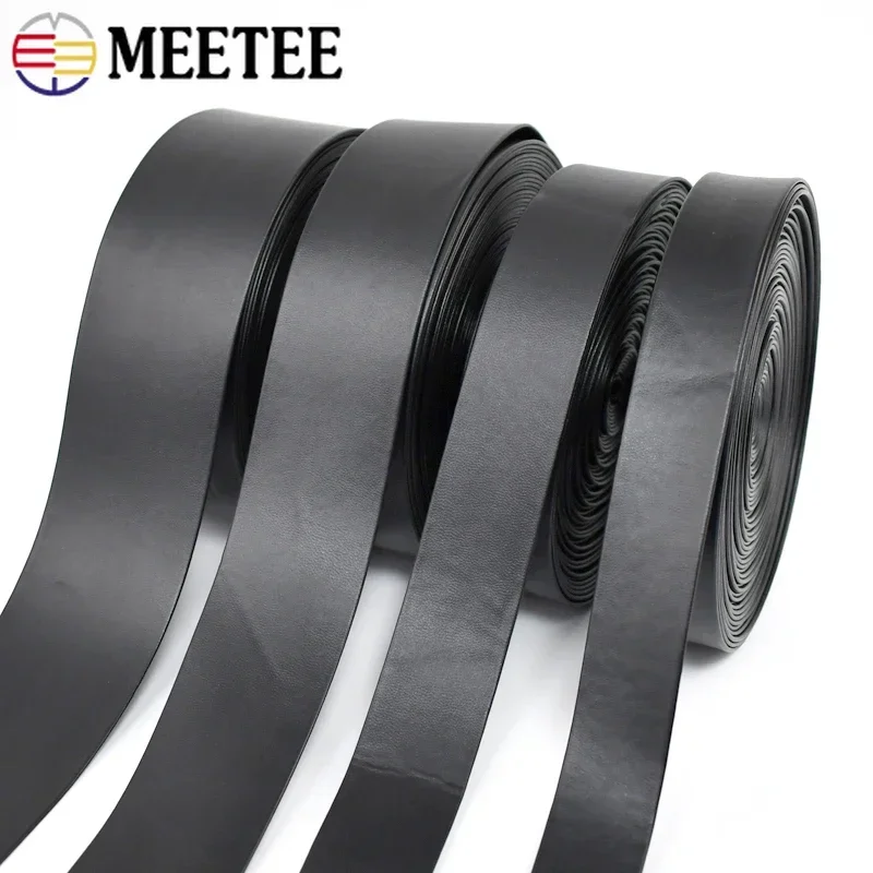 5M Meetee 4-40mm Sewing Leather Webbing Tapes for Necklace Bracelet Decoration Cord Rope Bag Clothing Soft PU Ribbon Accessories