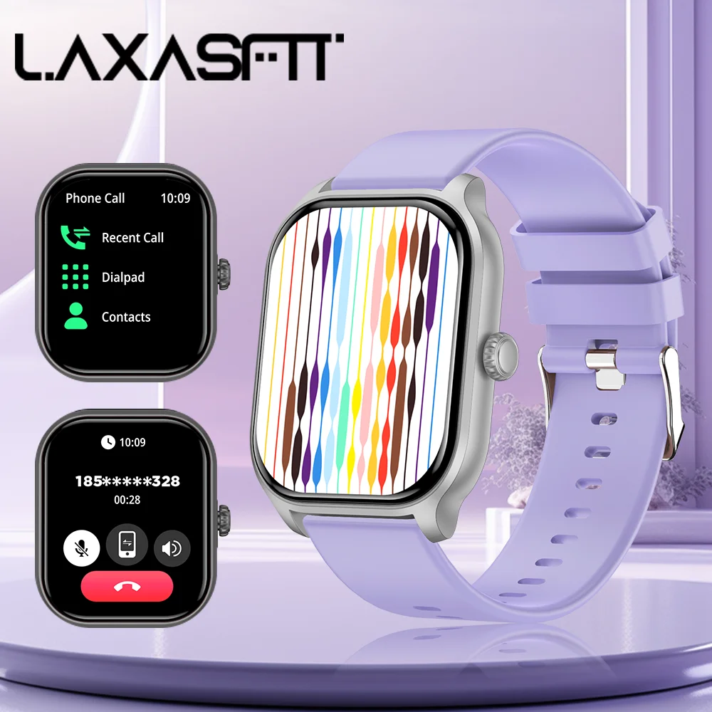 

LAXASFIT 2024 Women Bluetooth Talking Smartwatch Full Touch Screen Sports Fitness Watch Men Smartwatch Android IOS