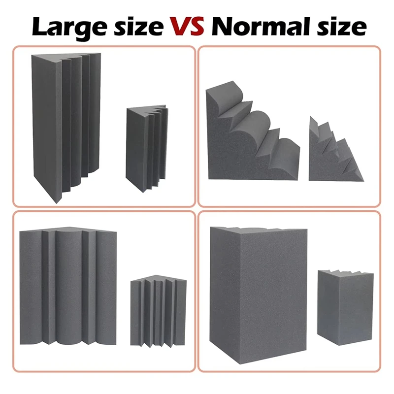 2 Pack Bass Trap Acoustic Soundproof Foam Large Size Sound Absorption Studio Corner Foam For Home Ktv Cinema Bar