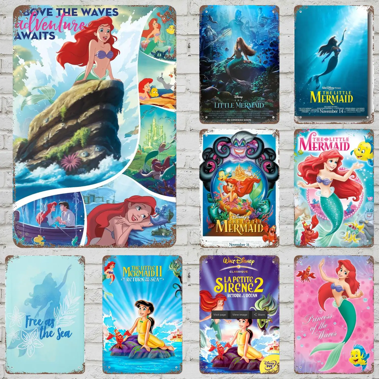 

MINISO The Little Mermaid II Decor Poster Vintage Tin Sign Metal Sign Decorative Plaque for Pub Bar Cave Wall Decoration