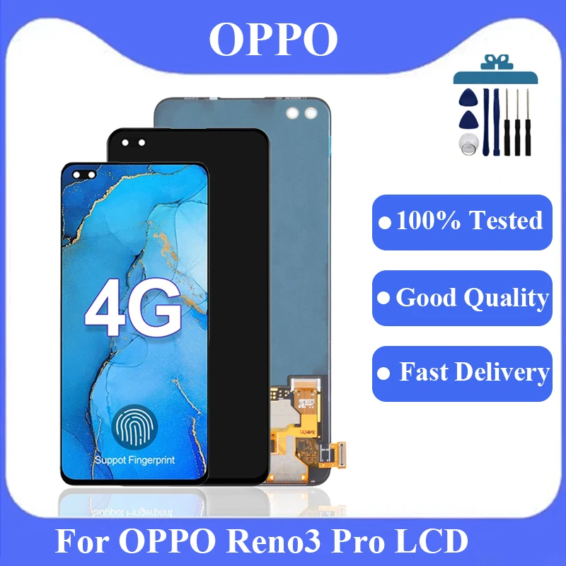 

OLED For Oppo reno3 pro 4G CPH2035 CPH2036 CPH2037 LCD Display Touch Screen Digitizer Assembly Replacement Replacement