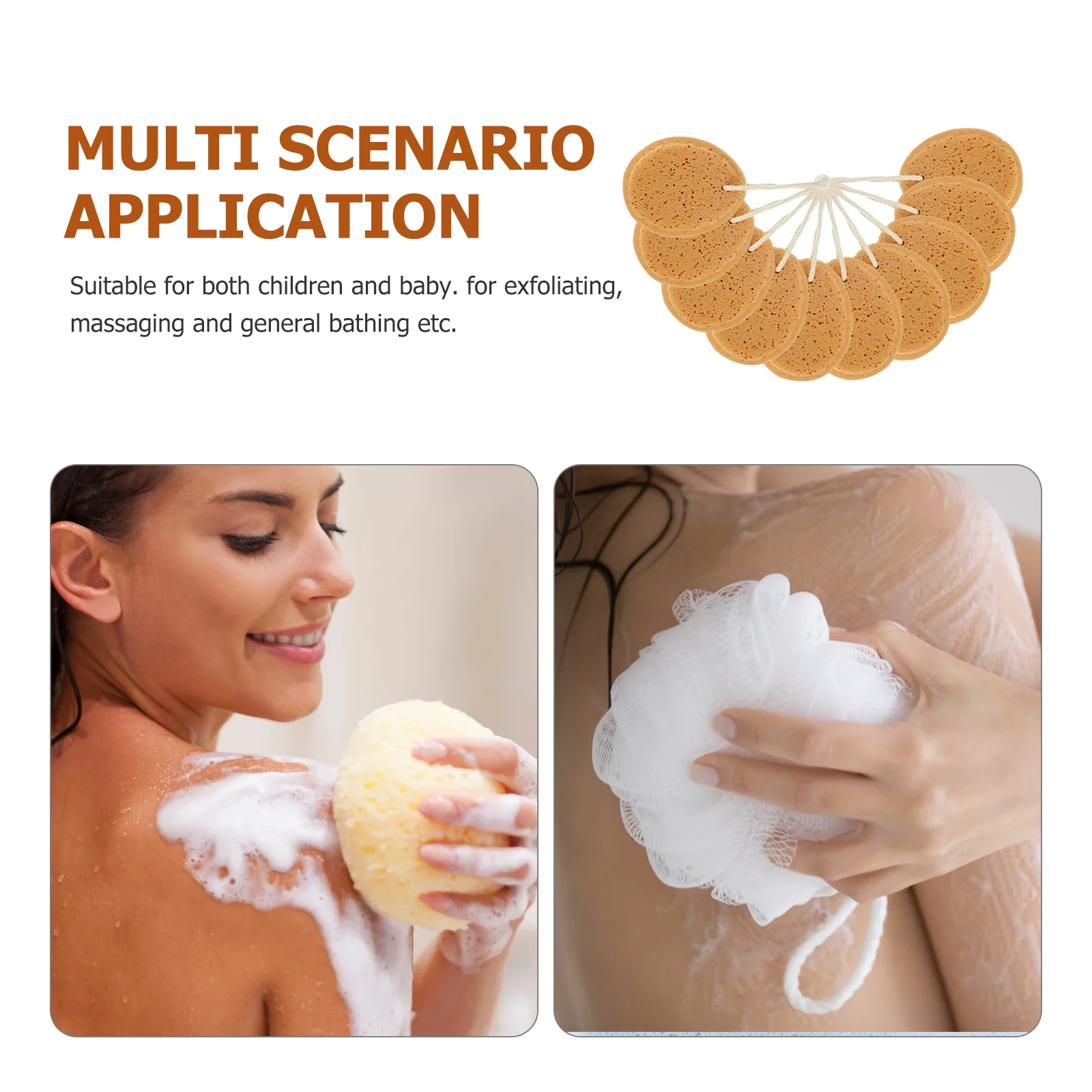 

10Pcs Natural Bath Sponge Honeycomb Texture High Absorbency for Bathing Exfoliating Massage Shower Sponge for Sensitive