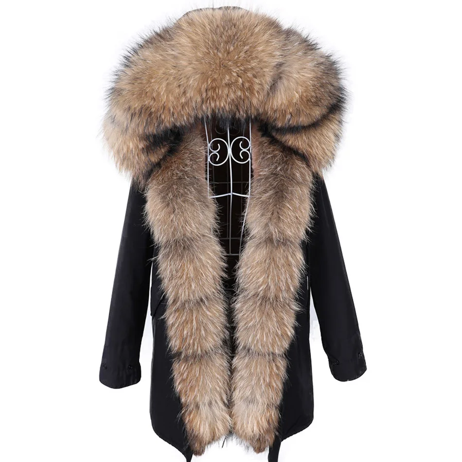 Maomaokong Winter Women's Jacket 2023 Female Natural Real Fur Coat Fox Fur Collar Jacket Long Parka Inner Fur Clothing