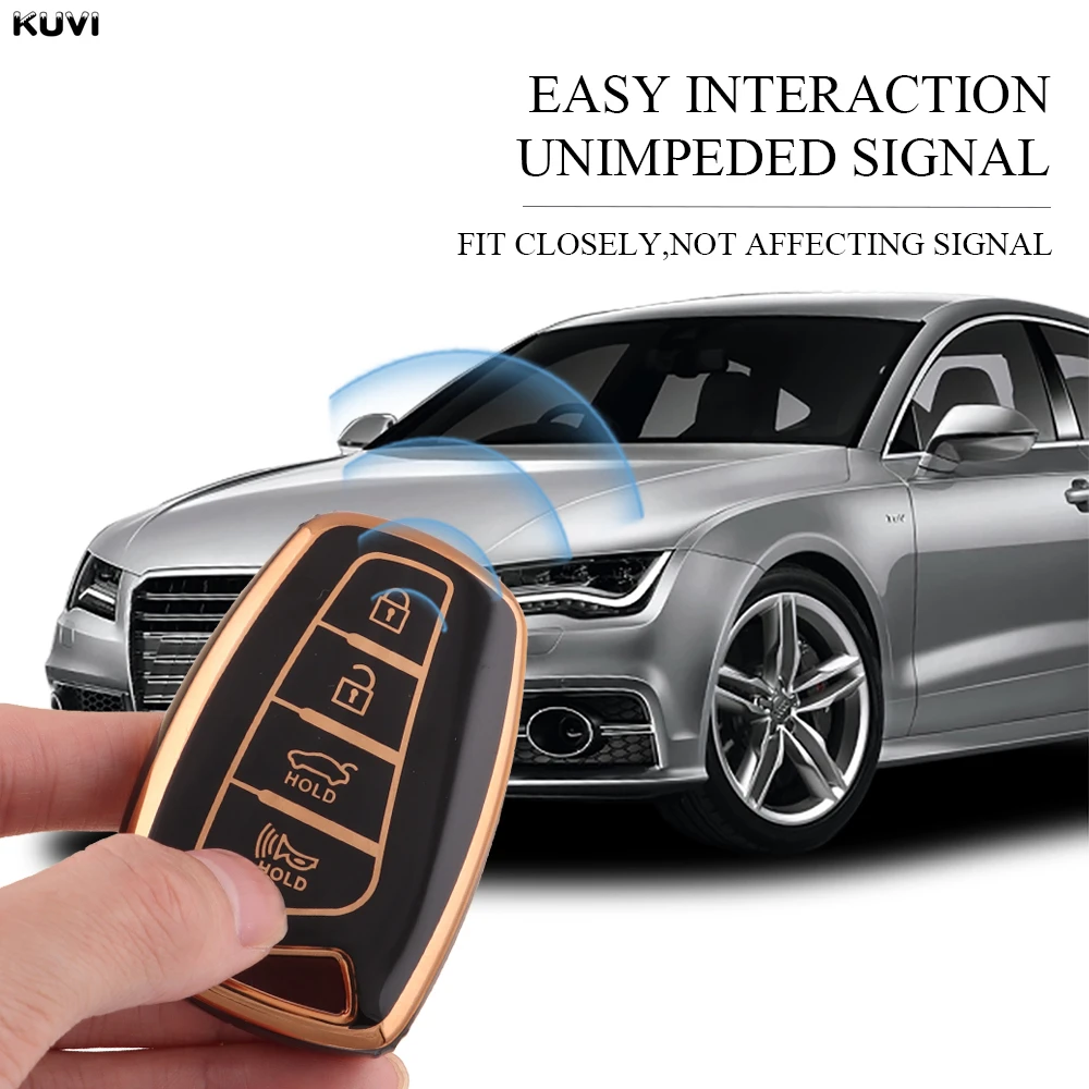 4 أزرار حافظة مفاتيح ذكية من البولي يوريثان غطاء فوب لشركة هيونداي غراندور HG سيدان جينيسيس G80 سانتا في 3DM جراند سانتا في 2018 IX45 EQUUS Azera