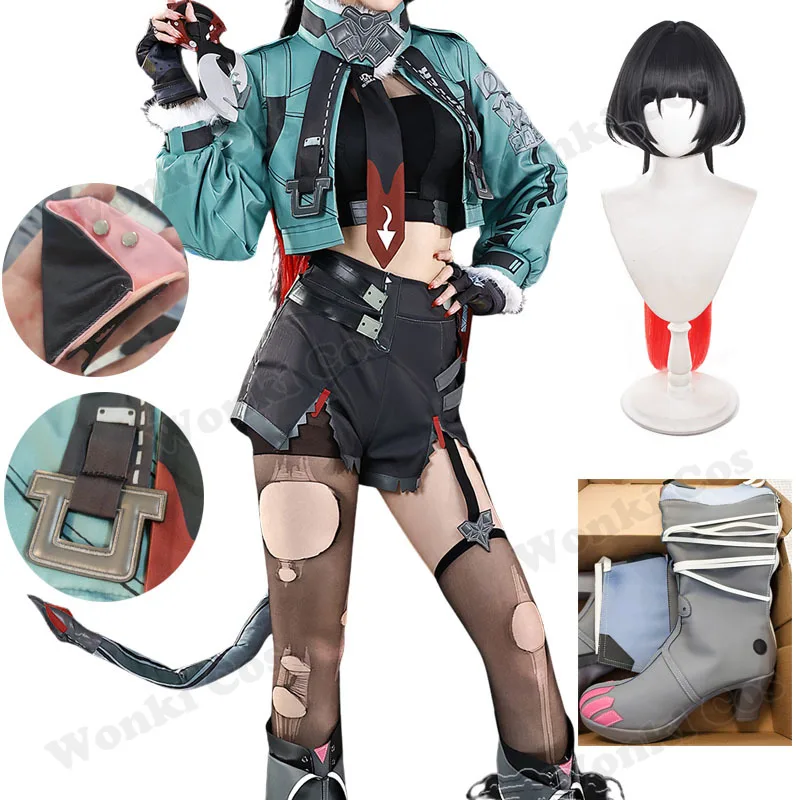 

Zenless Zone Jane Doe Cosplay Costume Wig Hair Game Cosplay Boots Shoes for Women Role Play Halloween Outfits