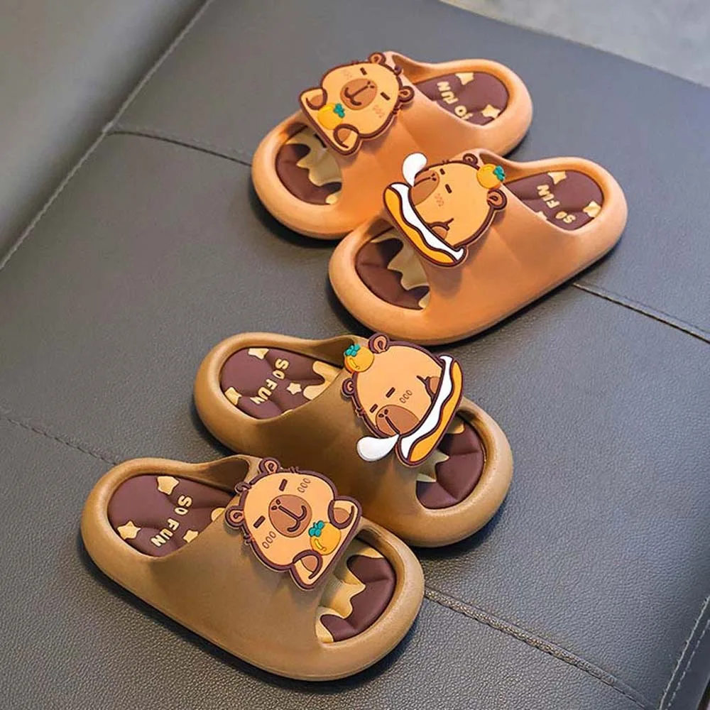 

PVC Cute Capybara Slippers Thickened Anti-slip Cartoon Animal Slippers Resilience Detachable Children's Bathroom Sandals