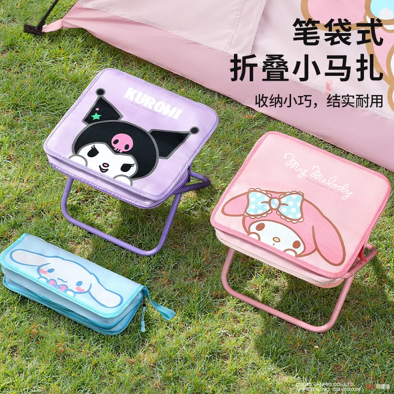 

Sanrio mymelody Kuromi Cinnamoroll Cartoon Small Folding Bench Stool Portable Fishing Chair Outdoor Picnic Folding Bench BBQ