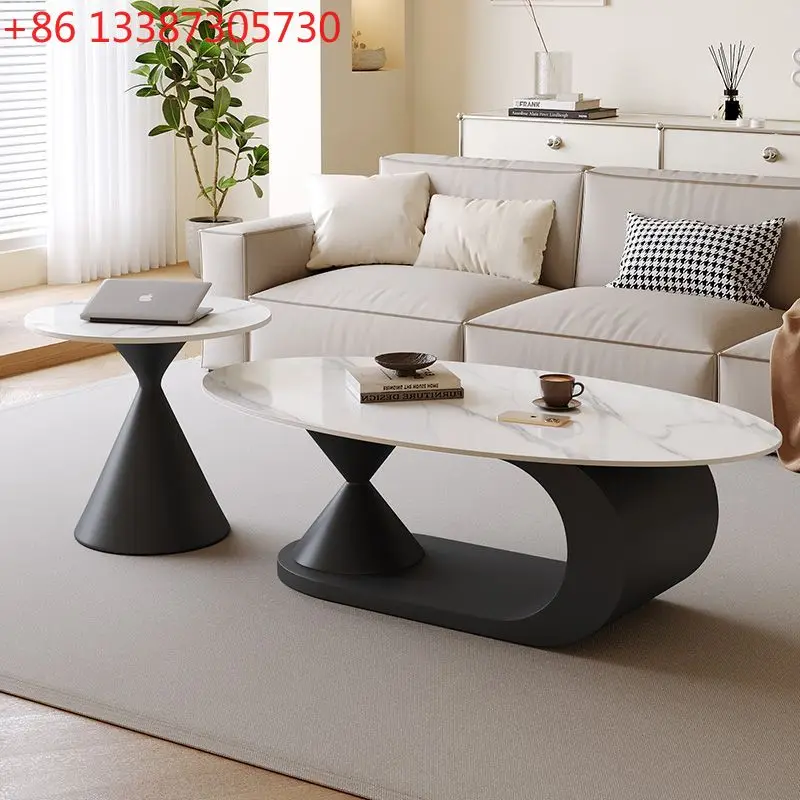 

Italian minimalist rock slab coffee table oval household living room small apartment coffee table