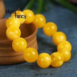 Natural Baltic Amber Beeswax Chicken Oil Yellow Buddha Beads Bracelet High-grade Exquisite Fashion Luxury Jewelry Holiday Gifts