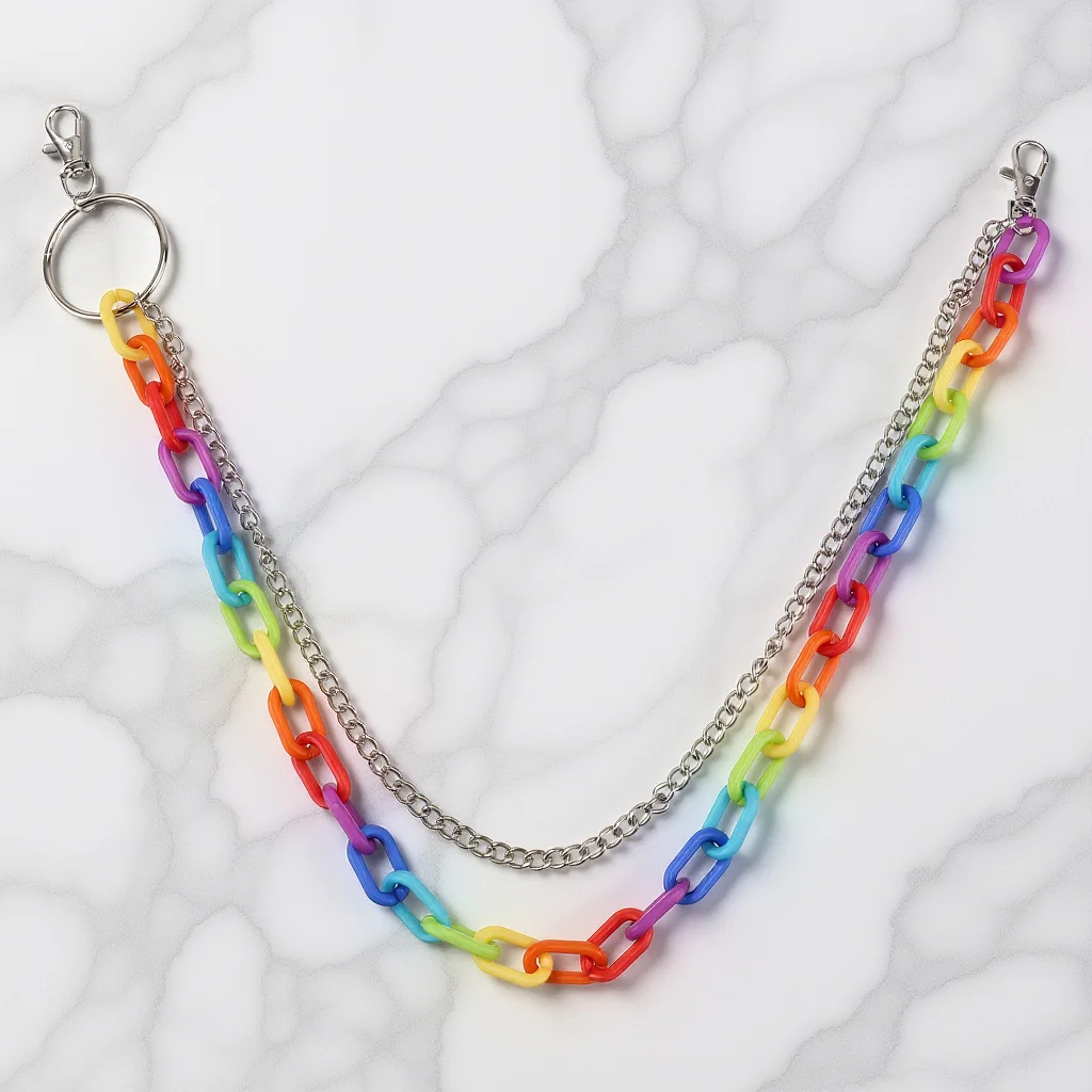 Cadena de cintura colorida de arcoíris para pantalones, cinturón de moda, accesorio de ropa fresco, accesorio de decoración de ropa elegante, 1 Uds.