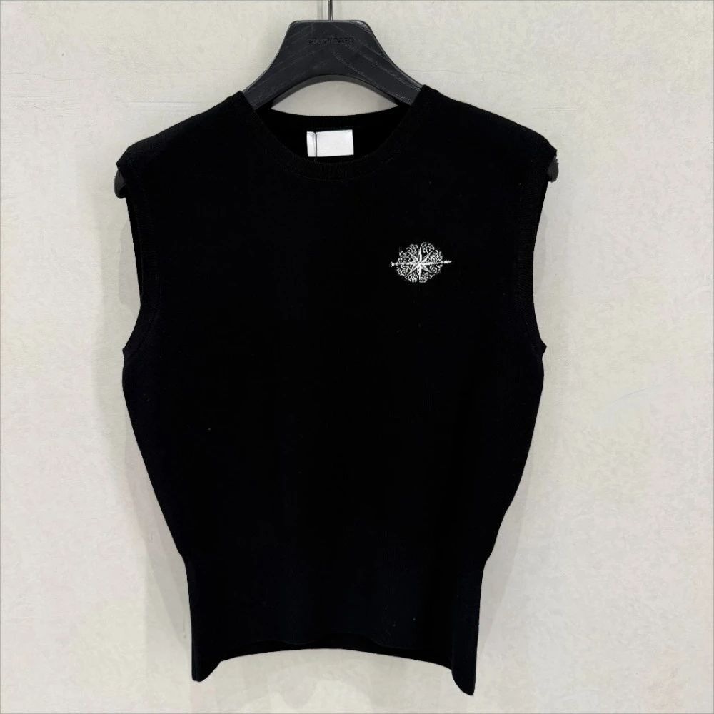 Women's Golf Knit Vest 2026 New Original Korean Crew Neck Letter Print Sleeveless Breathable Stretch Soft Versatile Casual Daily