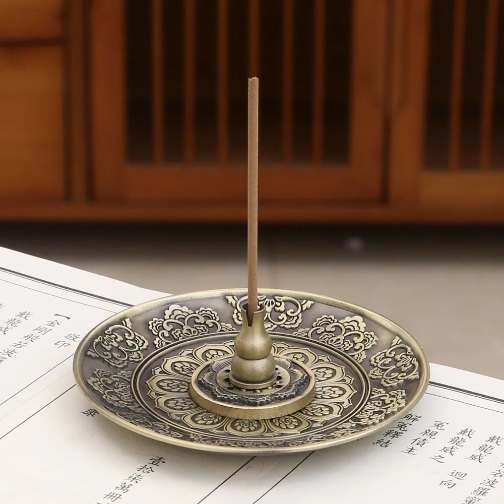 Small Home Decor Lotus Design Incense Holder Zen Vintage Incense Sticks Burner Multi-Hole Portable Incense Ash Catcher Tea House