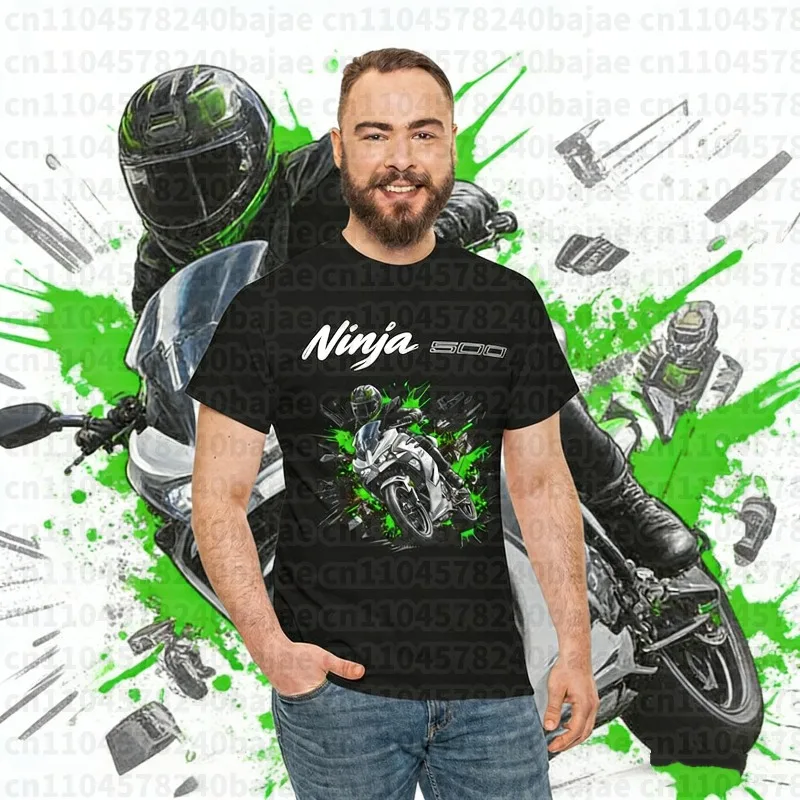 

25-26 летняя уличная быстросохнущая дышащая футболка Kawasaki из 100% хлопка с принтом, мужская и женская тонкая удобная мотоциклетная футболка