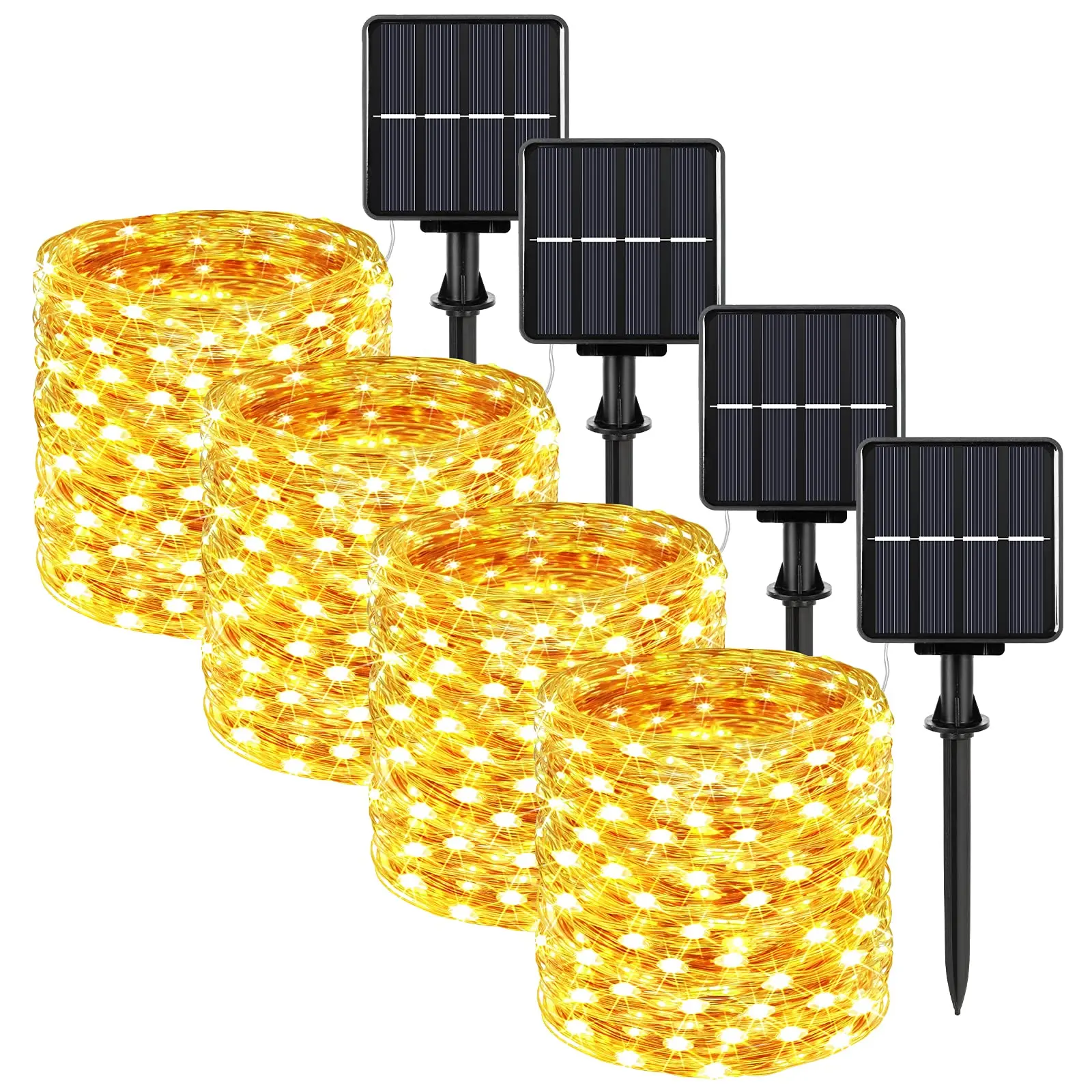 

4-Pack 72FT 200 LED Outdoor Twinkle Lights Total 288FT 800LED Solar Fairy String Lights Waterproof 8 Lighting Modes for Garden