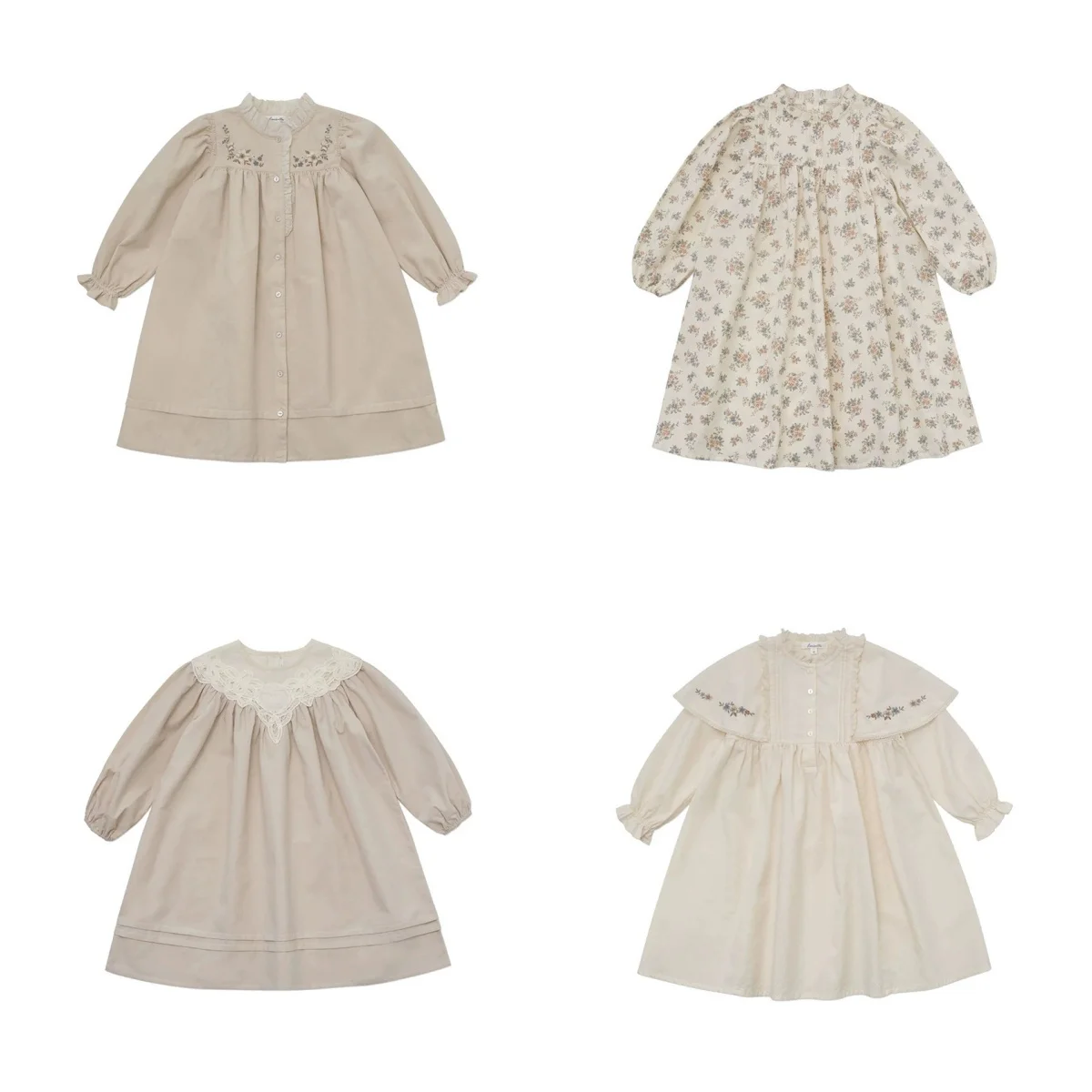 

Autumn Winter Long Sleeve Girls Retro Children Cotton with Clothes Embroidery Lace Kids Princess Dress Wedding Baby Clothing