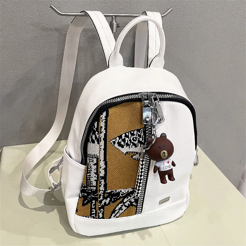 

2025 New Backpack Mochilas Para Mujer Women's Backpack White Leather Large Capacity Sac Fashion Travel Shoulder Bag Pack