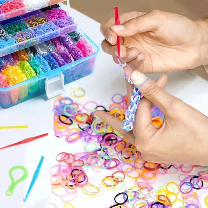 Colorful Craft Rubber Bands Set Classic Diy Woven Bracelet Making Supplies Christmas Kids Toys Gifts New 2024
