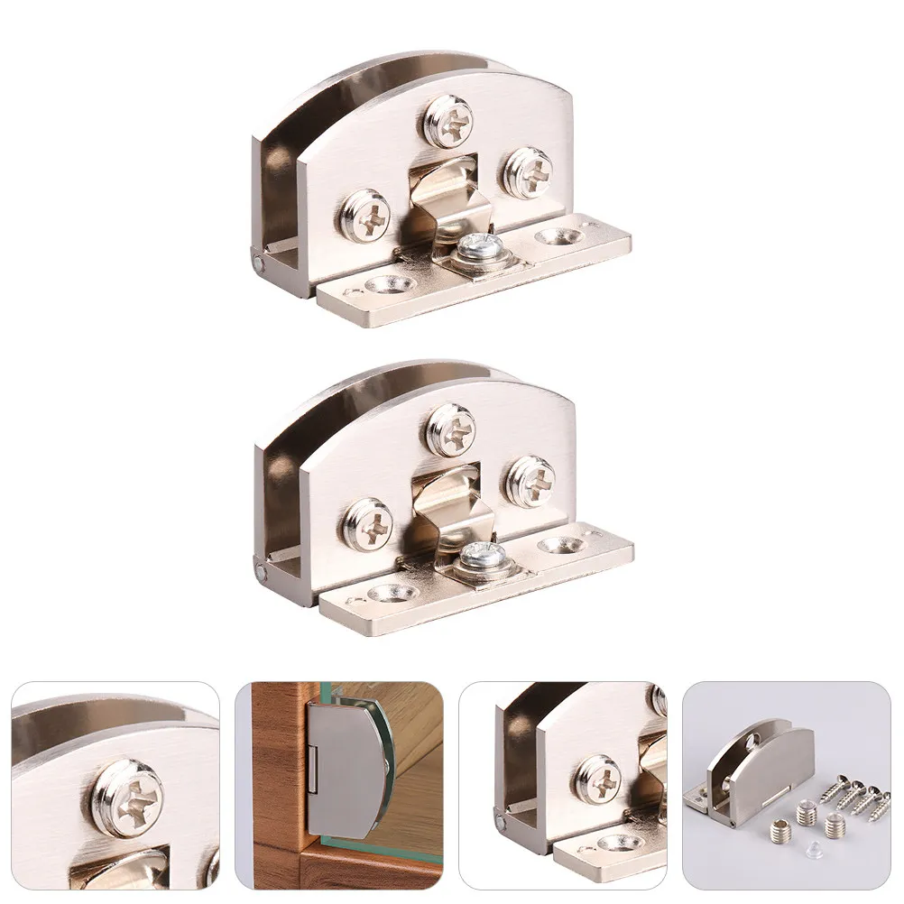 2Pcs Glass Door Hinge Zinc Alloy Multi-Functional Home Cabinet Wine Cooler Display Cabinet Accessory Dustproof Injury Prevention