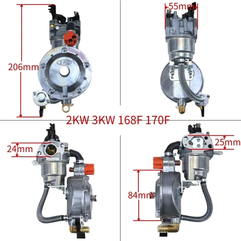Карбюратор для генератора 2-3 кВт, 168F, 170F, GX160, 6.5 л.с., двухтопливный (LPG и NG)