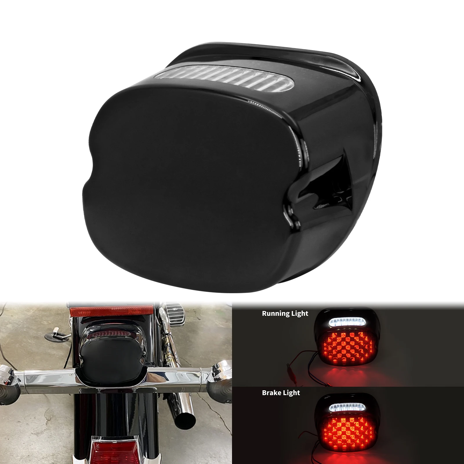 Motorcycle LED BrakeTail Light License Plate Rear Run Stop Lamp Taillight 12V For Harley Dyna Touring Glide Sportster XL1200 883