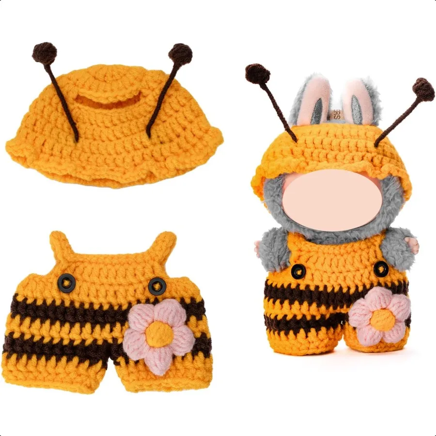 

Вязаная крючком одежда ручной работы для одежды Labubu для одежды Labubu, комплект одежды из 2 предметов для куклы Lububu 17 см, дизайнерская одежда Accor