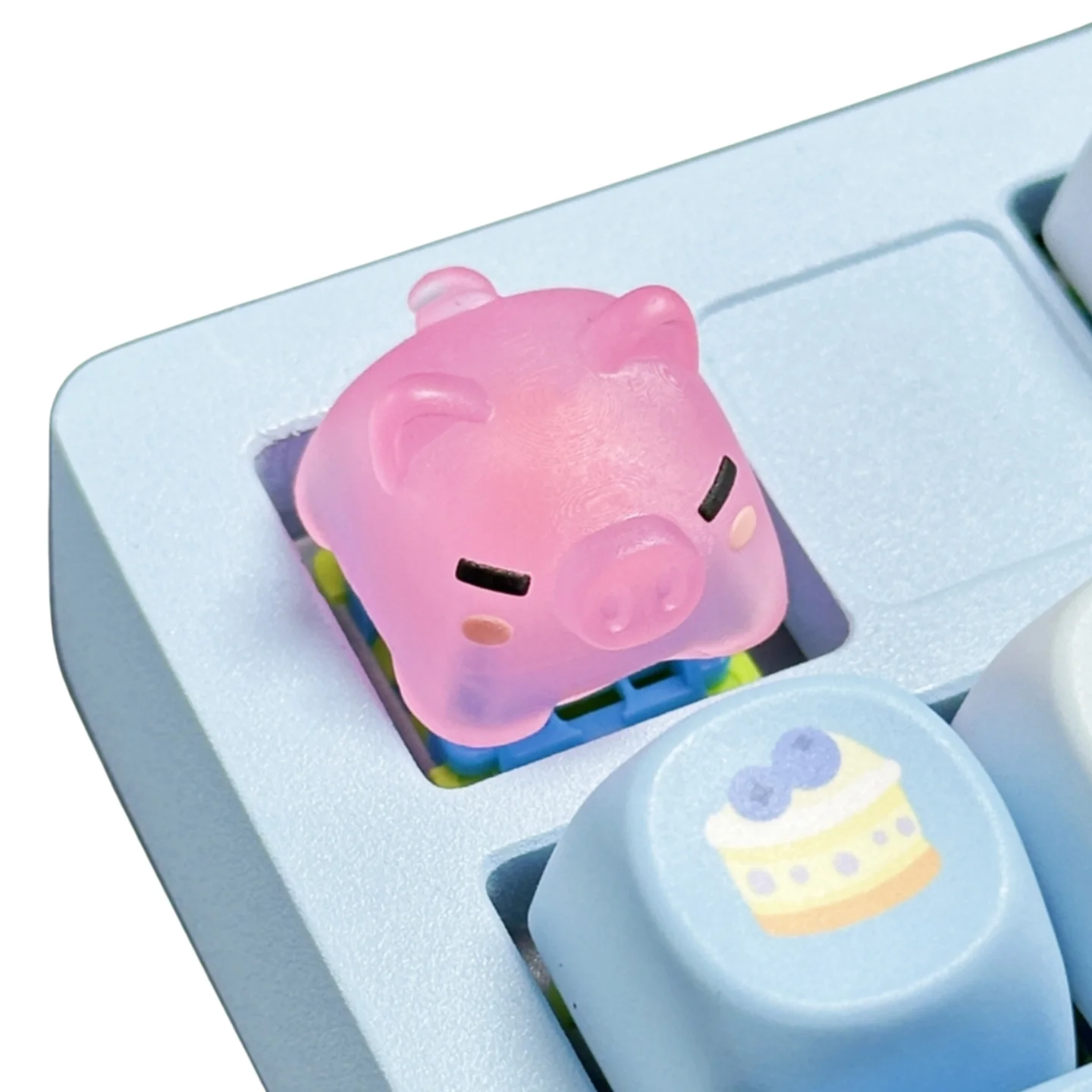3D Cute Pink Pig Drip Glue Resin Key Cap for Mechanical Keyboard Transparent Cross Shaft Cute Anime Animal Game ESC Keycaps