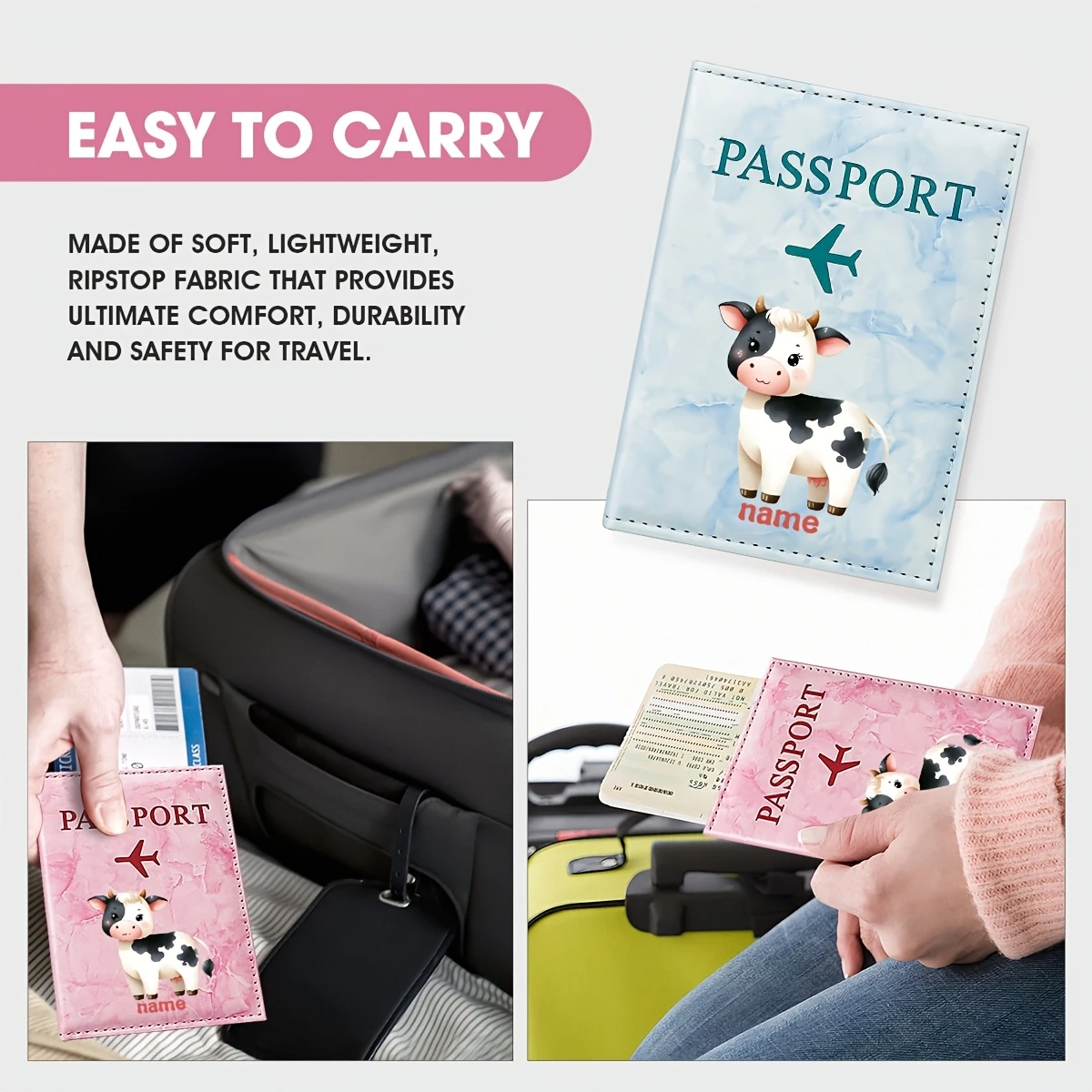 Custom Name Cute Cow Illustrat - đánh giá và giá Travel Accessories Designer
