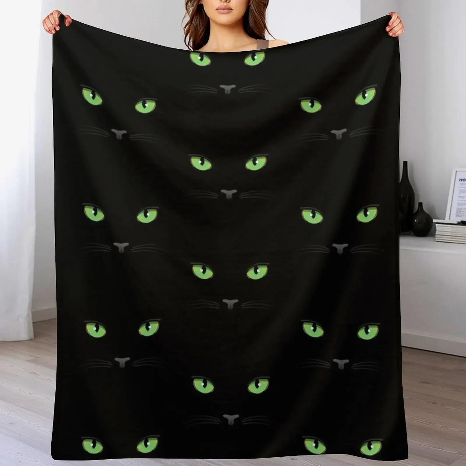 Black Cat - Green Eyes Throw Blanket anime Picnic christmas decoration Blankets